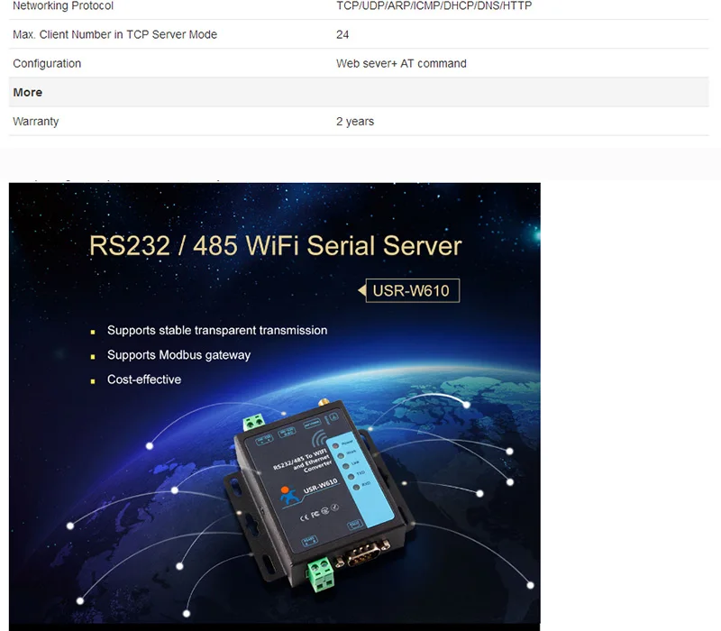 Последовательный к Wi-Fi Ethernet конвертер RS232 RS485 Сервер беспроводной сетевой модуль поддержка WatchDog Modbus RTU к TCP USR-W610 Q171