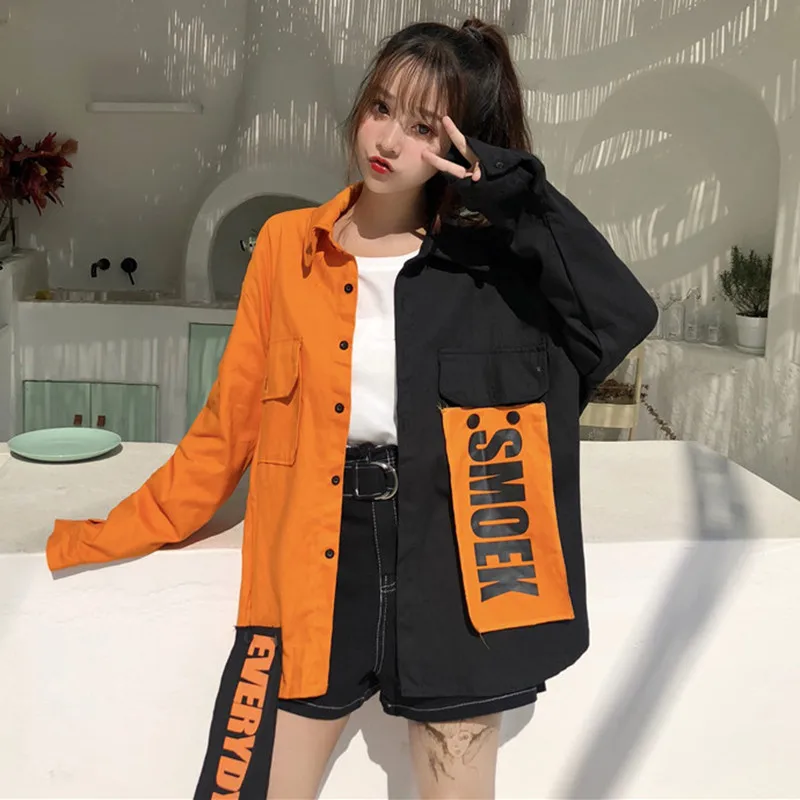 Harajuku джинсовая куртка женская 2019 корейский стиль лоскутные однобортные