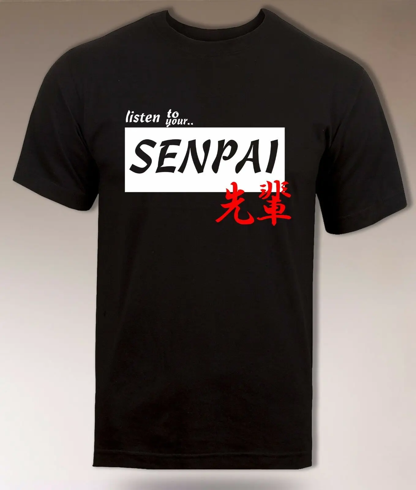Новое поступление 2019 Мужская модная футболка с надписью Listen to you senpai японский Топ