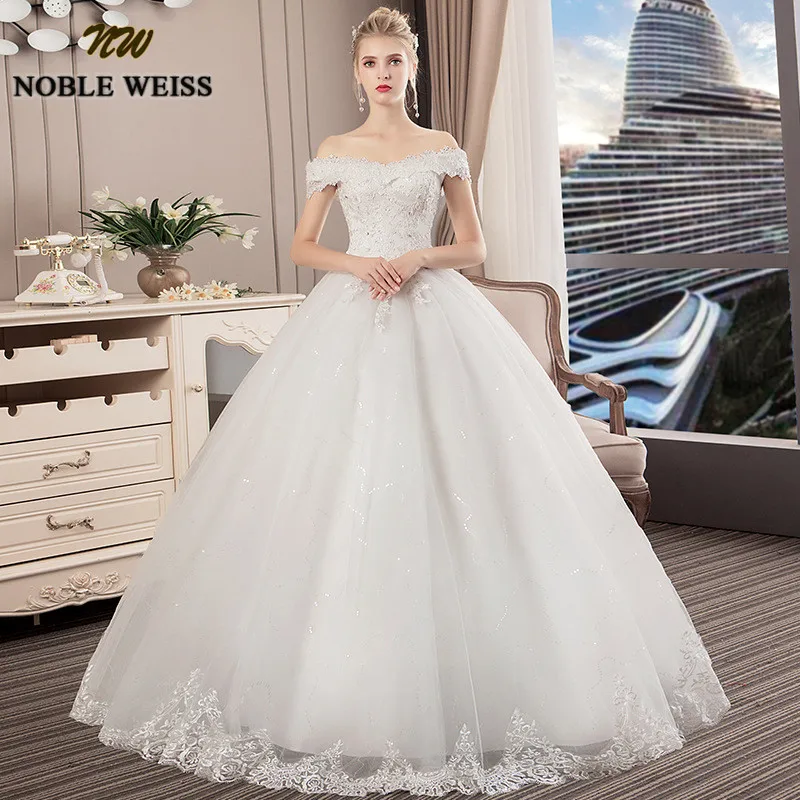 Благородный WEISS Vestido de Noiva 2019 свадебные платья принцессы с открытыми плечами