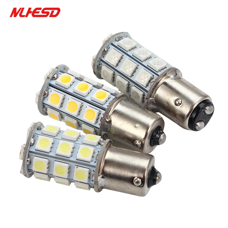 

10 шт. 1156 1157 27smd 5050 BA15S BAY15D BAU15S P21W P21/5 Вт светодиодные автобильные стояночный тормоз задних фонарей, фонарей указателей повтора сигнала светиль...