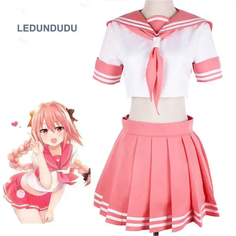 

Fate/Grand Order Fate Apocrypha Rider Astolfo Cosplay JK School Uniform Sailor Suit Women Fancy Outfit Anime Halloween Costumes