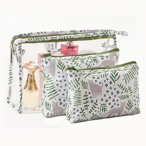 3 шт.компл., косметичка из ПВХ, несессер, женская прозрачная сумочка для косметики, органайзер для путешествий, чехлы для туалетных принадлежностей, для путешествий