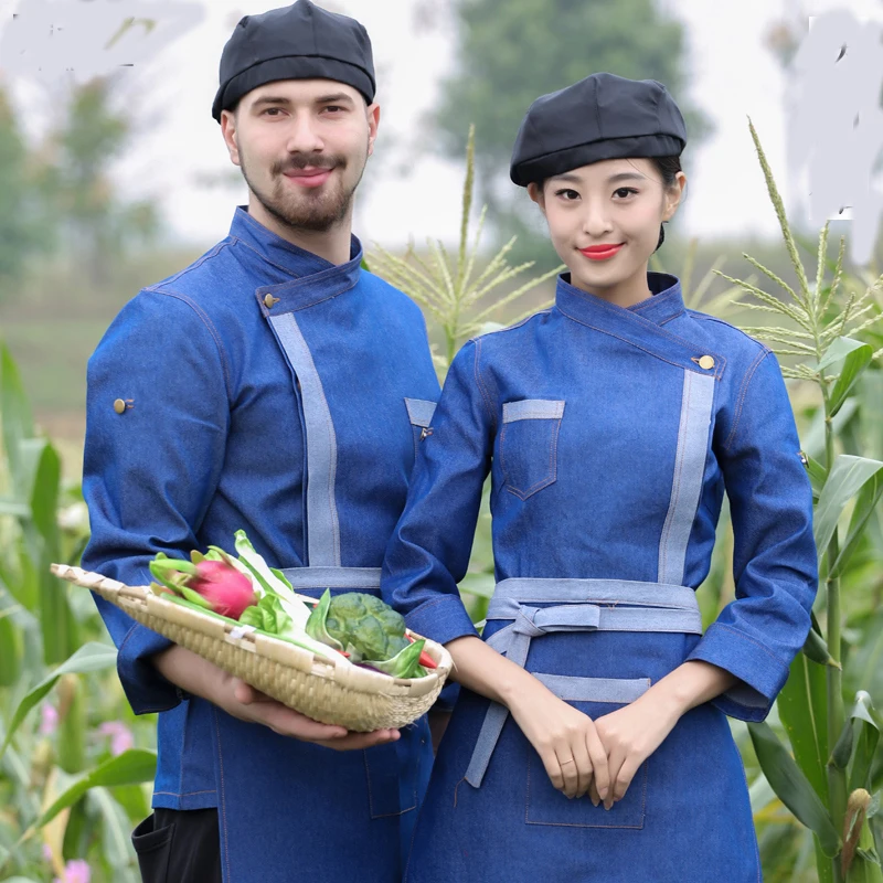 

Autumn and winter hotel catering work clothing men and women restaurant service staff staff long - sleeved hot pot shop uniforms