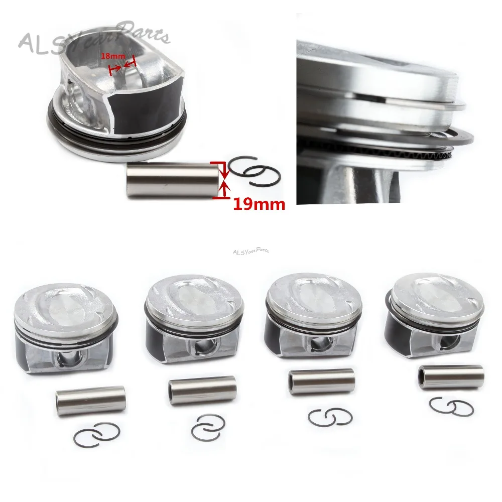 

YMM OEM Pin 19mm 03C 107 065 AP Piston & Piston Ring Kit For Audi A1 A3 S3 VW Golf Passat Jetta Skoda 1.4TSI CAXA 03C195151A