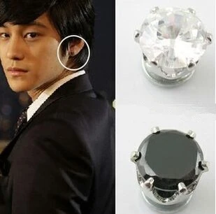 Магнитные серьги-гвоздики с кубическим цирконием 2018 HOT для мужчин черного цвета, круглые, модные, без прокола, размеры 6 мм и 8 мм.