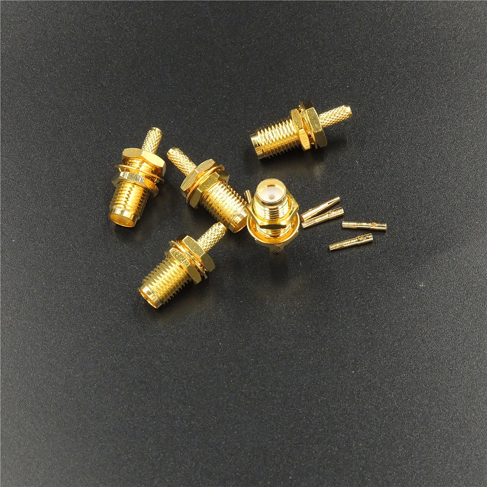 100 шт. разъем SMA гнездо штифт гайка переборка обжимной для RG316 RG174 кабель RF