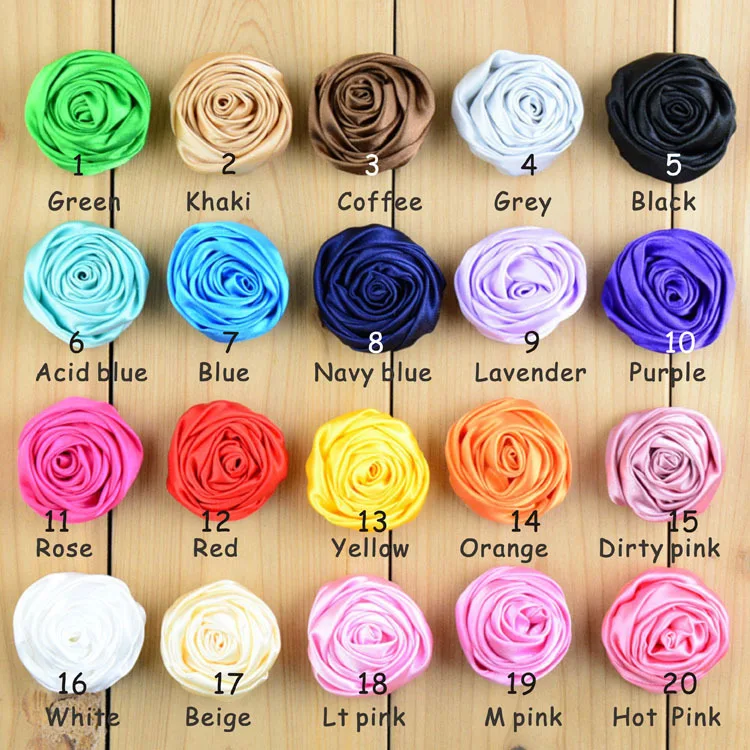 

300 pcs/lot , Rolled Rosettes Satin Flower Satin rosettes