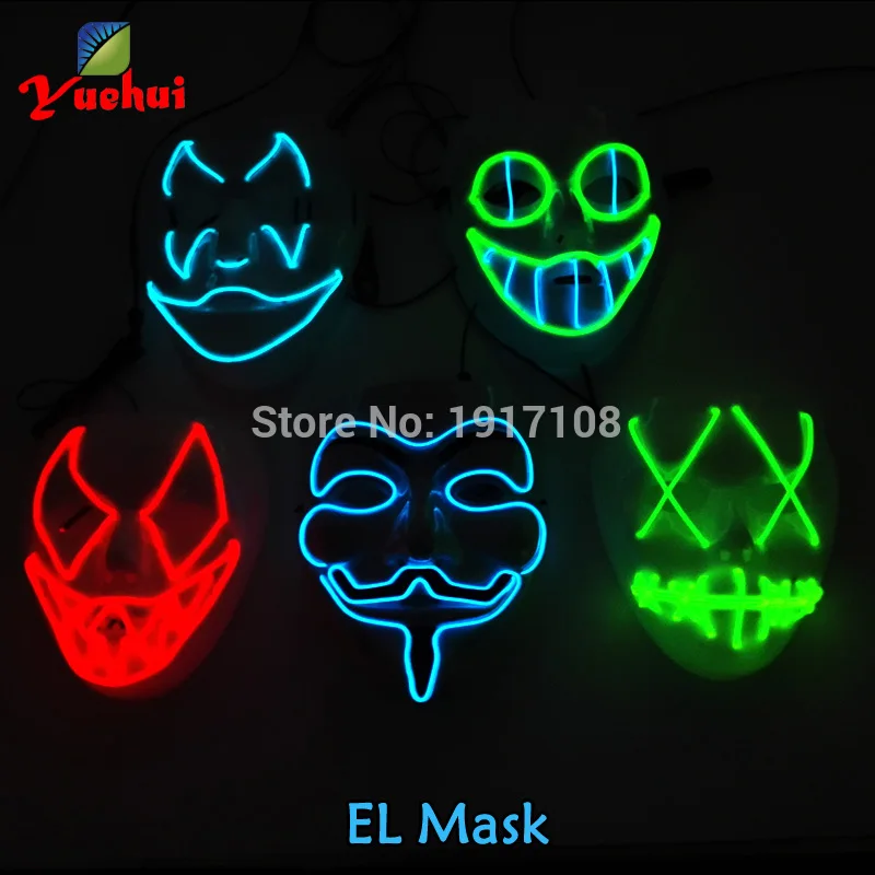 Новый дизайн DC-3V EL wire с зубчатыми улыбками Маска для карнавала ужасная маска