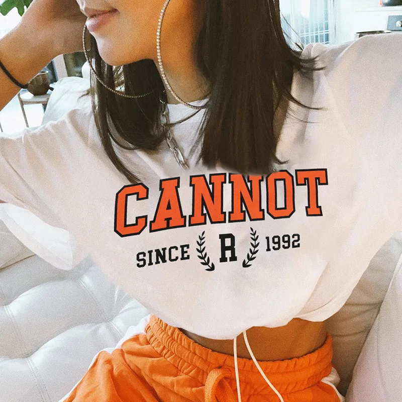 Женская футболка с коротким рукавом белая свободная хлопковая Футболка принтом