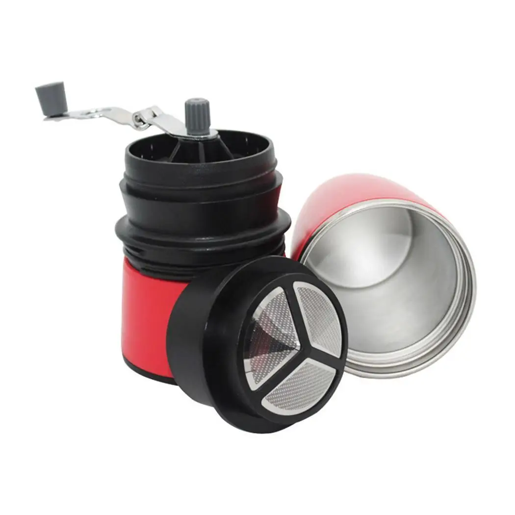Portable Hand-cranked Home Coffee Grinder Semi-automatic Red Kit Machine Bar Kitchen | Бытовая техника