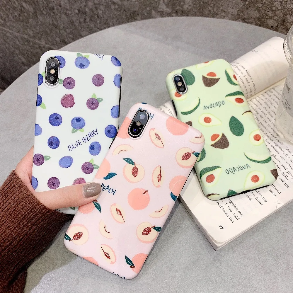 For iPhone 6s Case Art Cranberry Avocado Peach Silicone Phone 6 Cases Cute Plus 7 8Plus Xr Fashion IMD Coque |