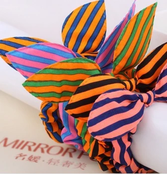 10 шт./лот милые повязки на голову с кроличьими ушами в горошек эластичные для