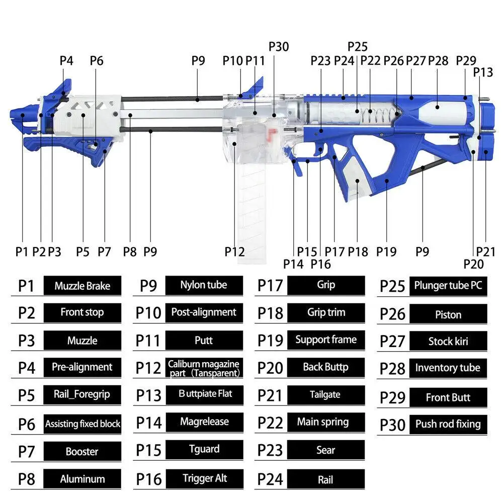 Worker Mod F10555 Caliburn Blaster Generation 2 Upgrade Magwell Type Blue White | Игрушки и хобби