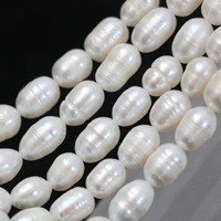 natural white freshwater cultured pearl rice barrel spacer 7 8mm loose beads diy women new fashion jewelry making 15inch b1344