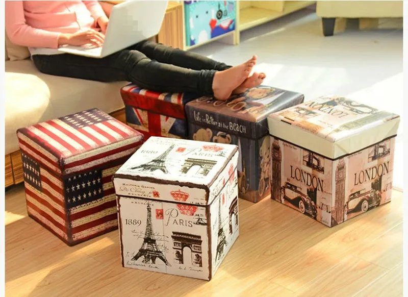 Водонепроницаемый складной Pouffe De Rangement ящик для хранения игрушек стул ножные табуреты большой емкости квадратный органайзер для хранения Opbergdoos