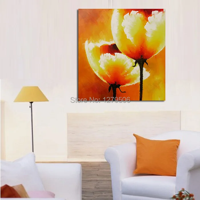 Ручная роспись домашний декор искусство абстрактная Желтая Кукуруза Мак Цветок