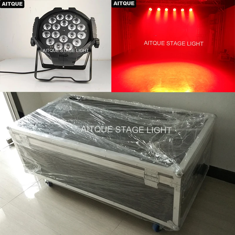 

12pcs/CASE Disco lights par led 18x18w 6 in 1 rgbw uv led par spotlight led 64 par light flight case
