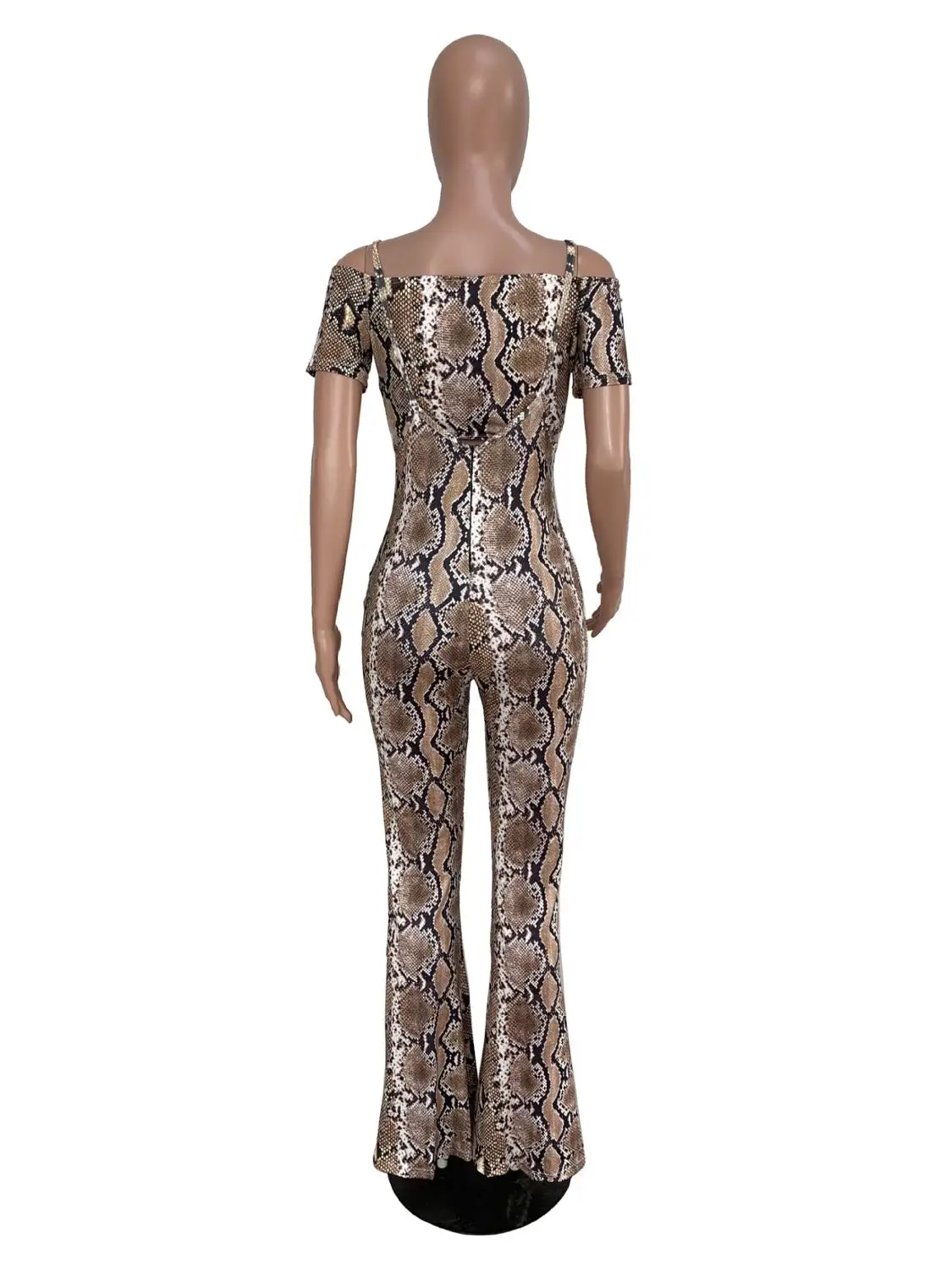 Женский облегающий костюм с леопардовым принтом коротким рукавом и открытыми