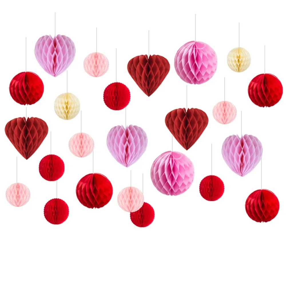 24 шт Красный Розовый День Святого Валентина Бумажный Набор для украшения сотовых