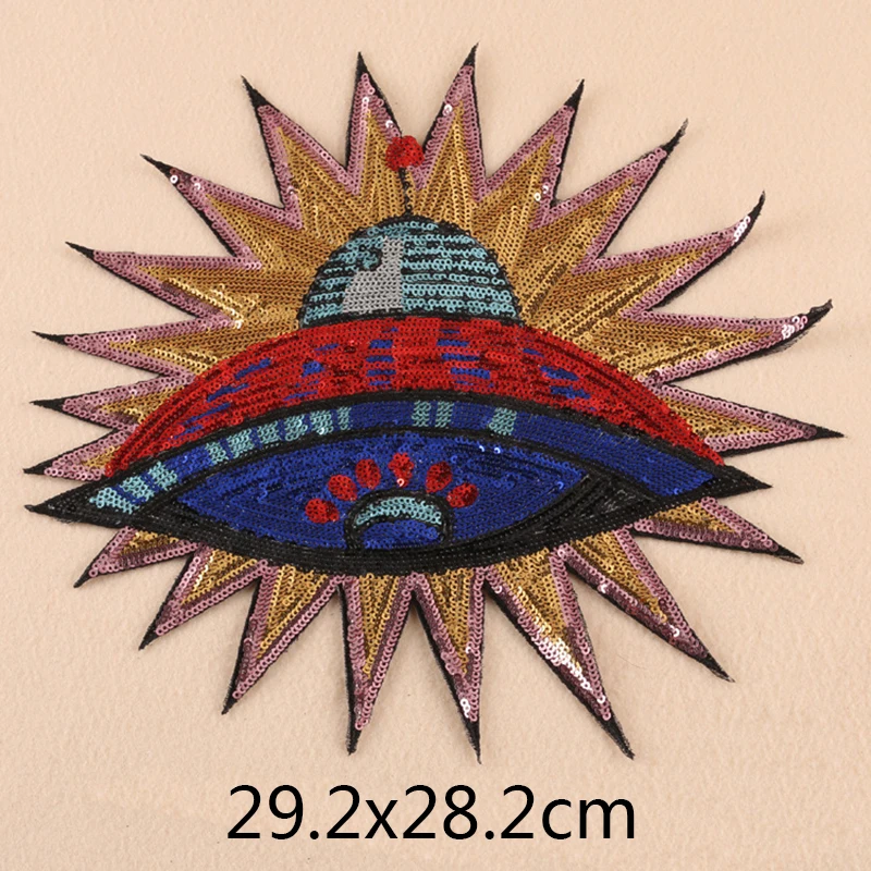 5pcs/set Large size UFO planet Iron On Patch Sewing Embroidered Applique Clothes Stickers Garment Apparel Accessories | Дом и сад