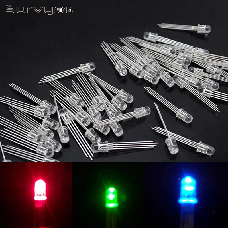 5-100 шт. F5/F10 круглый светодиодный 5/10 мм RGB 4 контакта общий анод/катод прозрачный