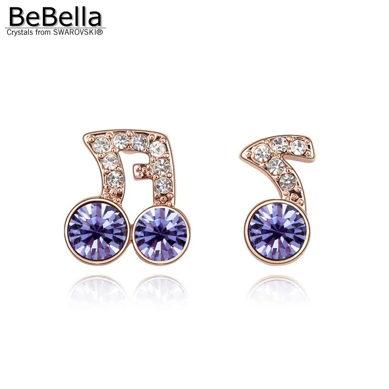 BeBella stud сережки ноты изготовленный с элементами Swarovski|earrings stud|note earringsmusic note earrings |