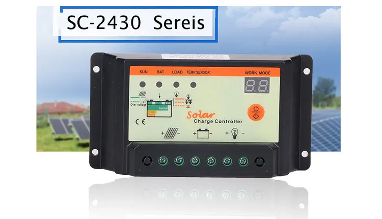 SC2430 Солнечный контроллер заряда 10A 20A 30A 12 V/24 V для использования солнечной панели