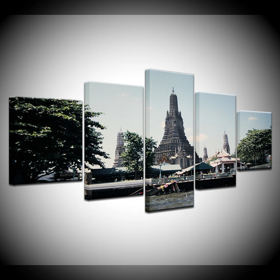 5 шт. Таиланд цветок лотоса пейзаж масляной картины HD принты Wall Art домашний декор