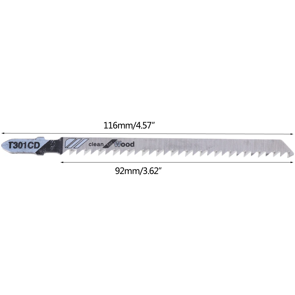 

5 Pcs T301CD HCS 116mm T-Shank Jig Saw Blades Clean For Wood Fast Cutting