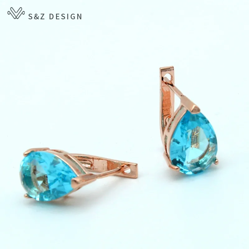 S & Z 2019 новинка 6 цветов серьги в форме капли воды 585 розовое золото