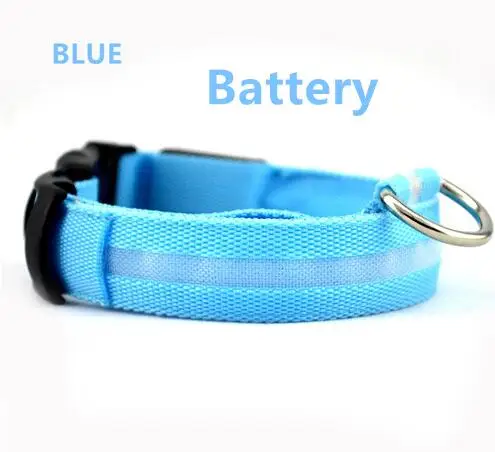 blue battery PD32 USB Перезаряжаемый светодиодный нейлоновый ошейник для домашних животных, светящийся мигающий ошейник для собак, кошек, светодиодный светящийся ошейник для маленьких собак - Цвет: blue battery