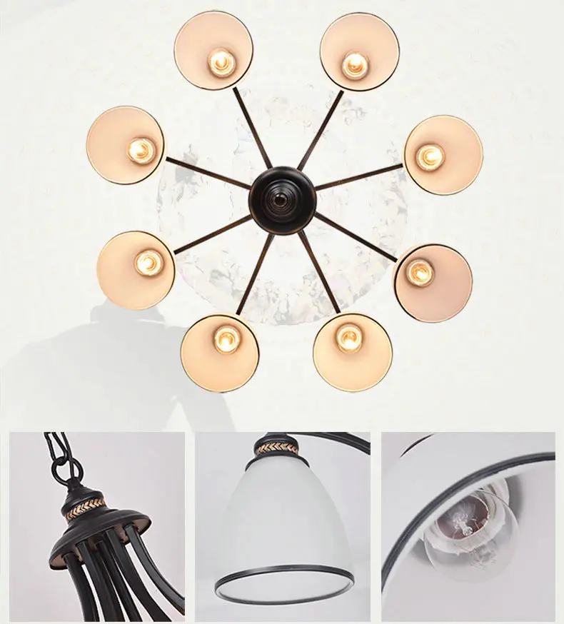 Арт Деко Современный Железный стеклянный абажур люстры светильники E27 110v 220v для