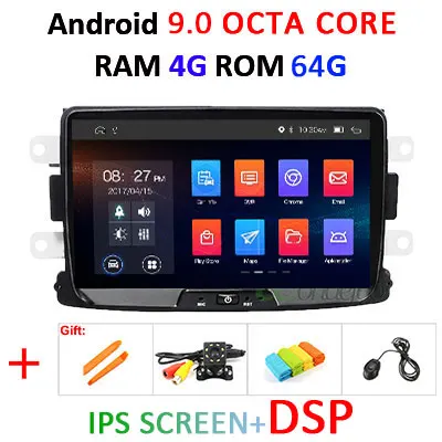 9.0 4G 64G DSP " DSP ips, 4 ГБ, 64 ГБ, Android 9,0 автомобиля gps для Dacia Sandero тряпкой Renault Captur Лада Xray2 Logan 2 без dvd плеер Авто Радио - Цвет: 9.0 4G 64G DSP