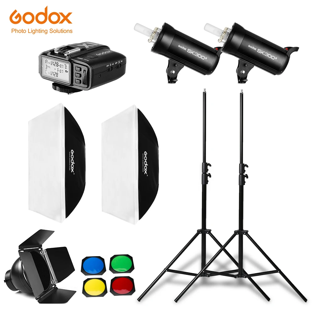 Godox 600W 2x SK300II 300Ws вспышка светильник комплект с Godox X1 Системы триггера и 2x60x90 см софтбокс& 2x280 см светильник стенд для ванной комнаты, установка раздвижной двери