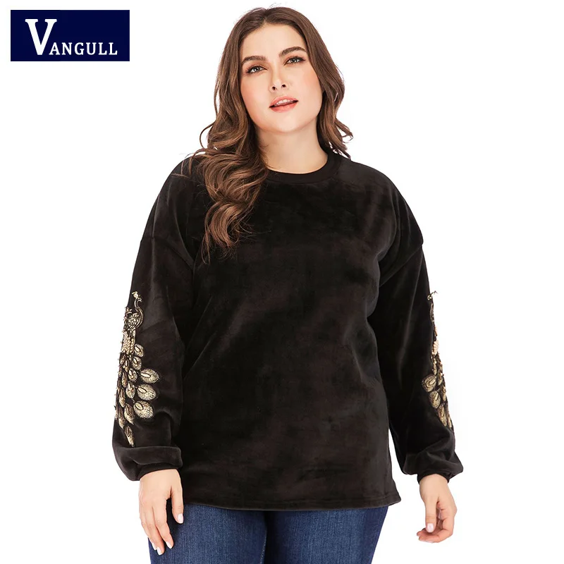 Женская толстовка Vangull размера плюс 4XL демисезонная утепленная велюровая кофта с
