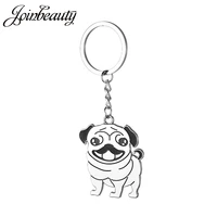 joinbeauty cute pug dog key chain animal keyring holder stainless steel metal pendant gift bag black pug jewelry ss69