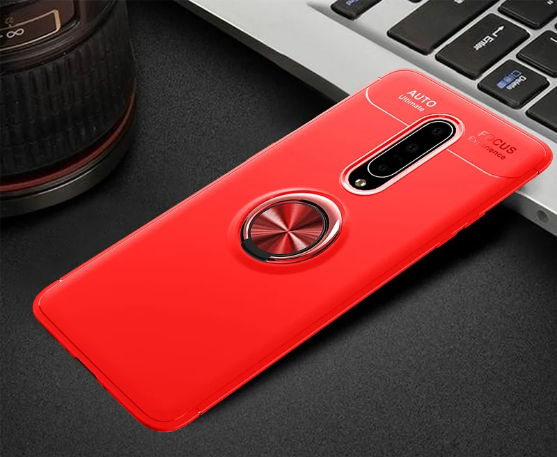 Red Для Oneplus 7T 7 Pro 7 Чехол магнитный автомобильный держатель противоударный чехол для Oneplus 1+ 7 7Pro Oneplus7 кольцо на палец матовый мягкий чехол - Цвет: Red