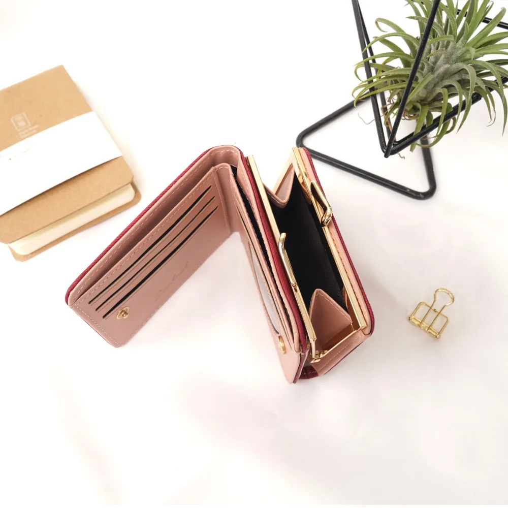 Женский короткий кошелек с сердечками милый однотонный из джинсовой ткани