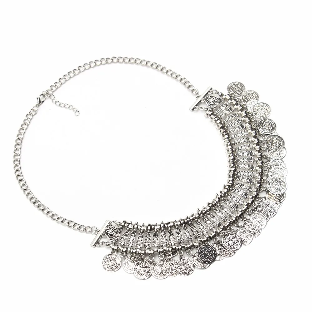 Мода богемный заявление монета Ожерелья и подвески для Для женщин Collier Femme бижутерии колье Винтаж Макси Цепочки и ожерелья Colar