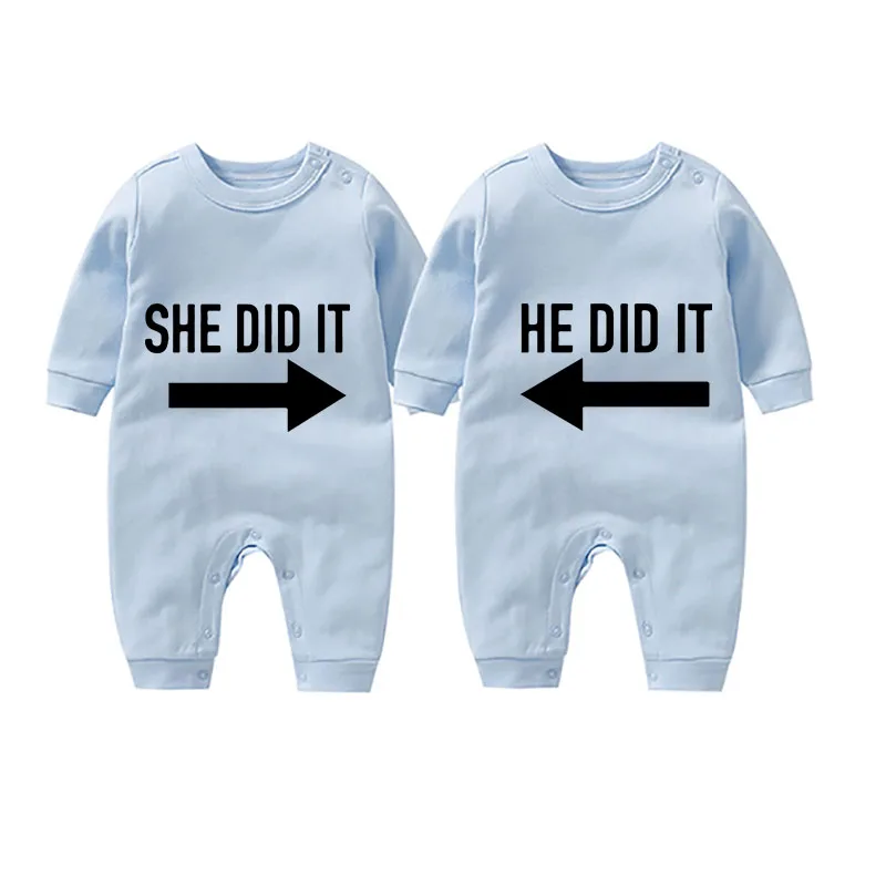 Новый дизайн модное боди ysculbutol с надписью she did it and he baby индивидуальная Одежда для