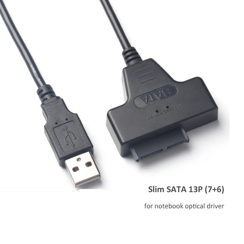 Кабель конвертер с USB 2 0 на тонкий SATA Slimline 7 + 6 13 контактных соединительных кабелей
