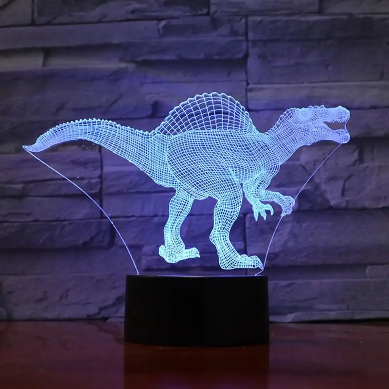 Новинка гигантспинозавр 3D лампа Иллюзия ночсветильник Светодиодная USB RGB