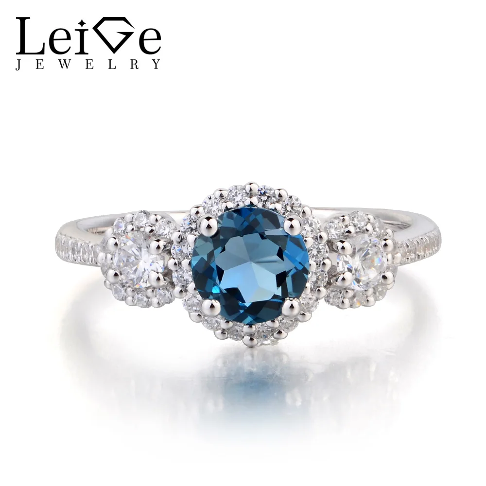 Фото Украшения leige кольцо с голубым драгоценным камнем круглой - купить