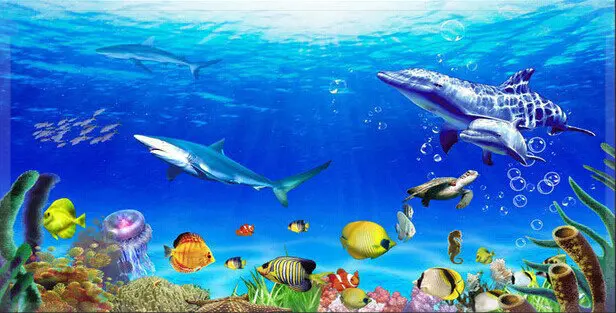 Quality imported green waterproof mildew nonwovens underwater world HDTVs background wallpaper 2015 3d board wall|wallpaper base|wallpaper