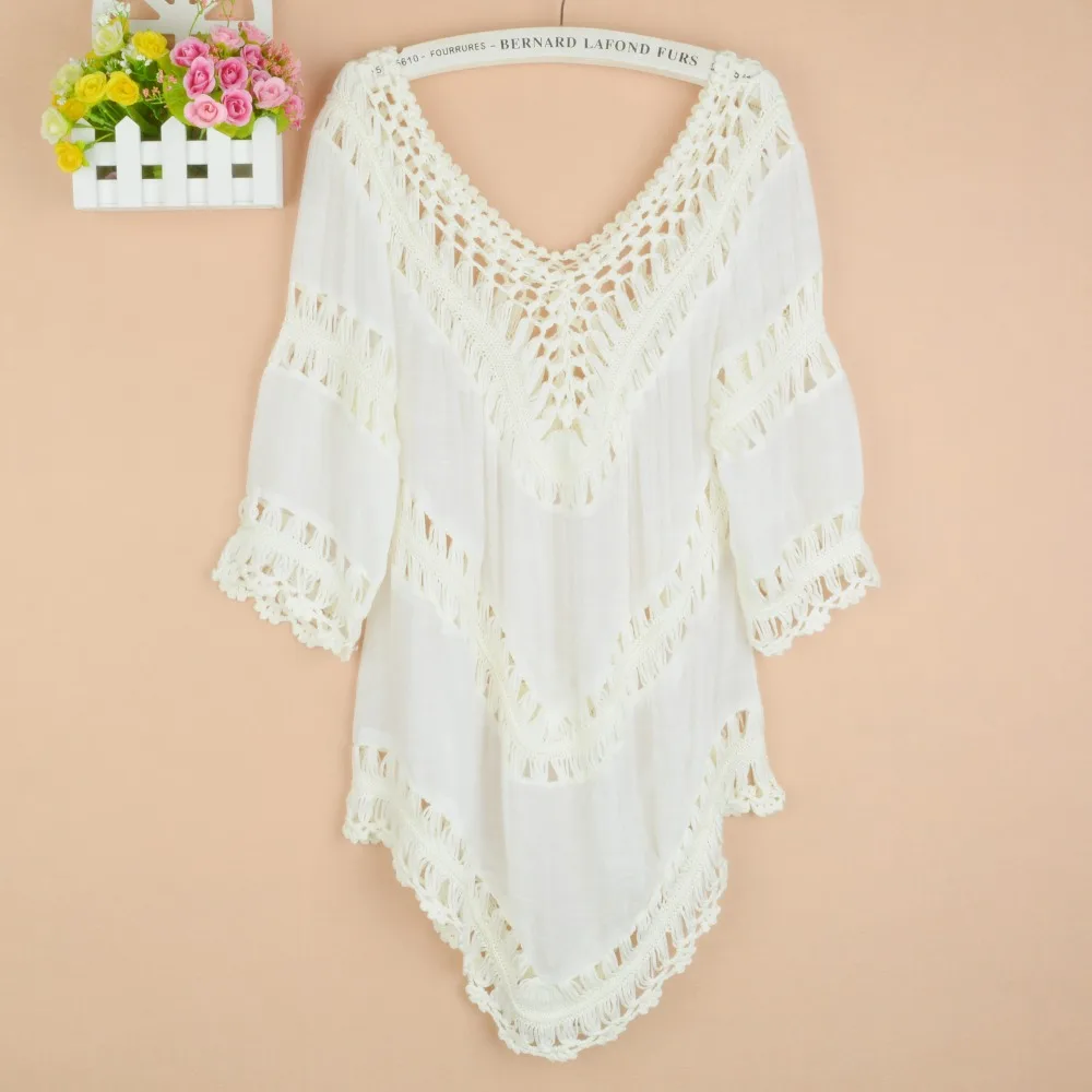 

Женская свободная рубашка с вырезом спереди и сзади, Повседневный пуловер большого размера в стиле пэчворк, 1401