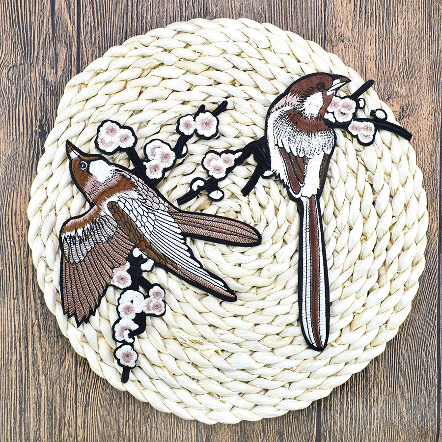 1 шт. вышитый цветок патчи для одежды железные на нашивки &quotптицы&quot аппликация