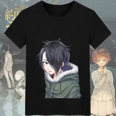 

New The Promised Neverland cosplay T-shirt Fashion Anime Emma Norman Ray T-Shirt Short Sleeve Tops Tee