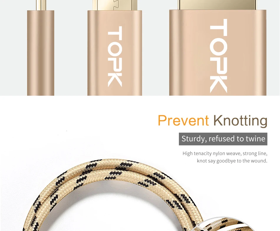 TOPK 1 м 2 м Micro USB кабель 2.4A кабель передачи данных для быстрой зарядки для Xiaomi Redmi Note 5 samsung нейлон Android телефон зарядное устройство кабель