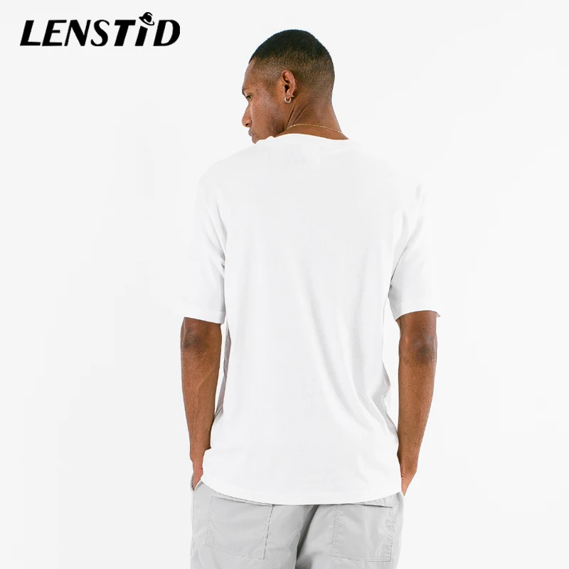 LENSTID граффити мультфильм Kanye печати уличная футболки для мужчин забавные хип хоп